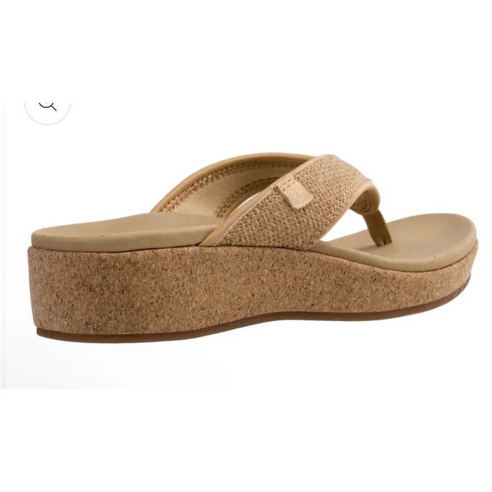 Spenco Sandal Willow Wedge Cork Tan Womens 9 Medium Arch Support Orthotic‎ New